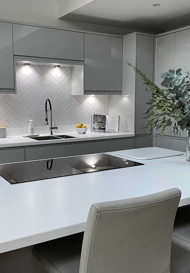 Newly staged grey kitchen by Velvet Property Staging